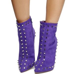 Liliana Vibrant Purple Studded Booties